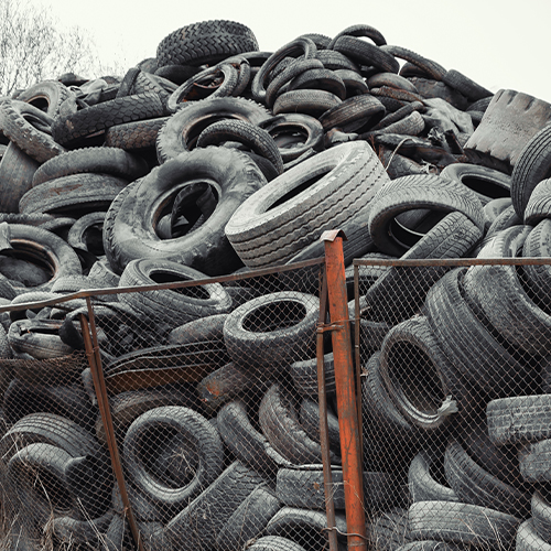 Tires in a landfill